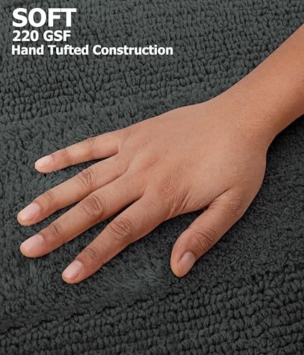 COTTON CRAFT 2 Pack Reversible Bath Mat Rug - Plush -17x24- Charcoal Grey - color: Charcoal, size: 17x24 Inches