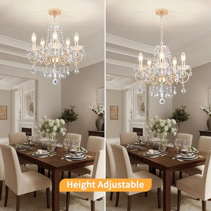 HOXIYA (Bulbs Included) DIMMABLE Plug in Chandelier 5 Light with K9 Crystal - color: Champaign Gold