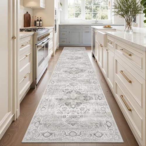 Hallway Washable 2x10 Runner Rug, Non Slip Kitchen Rugs Ivory/Gray - color: Ivory/Gray, size: 2'x10'