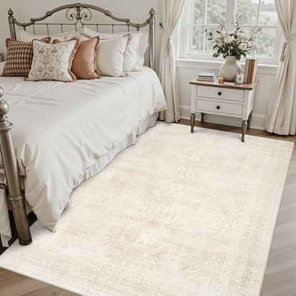 4x6 Area Rugs Living Room: Bedroom Neutral Washable Carpet Beige - color: Beige, size: 4' x 6' (Rectangular)