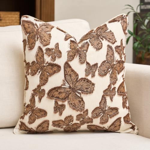 Aeckself Chenille Decorative Throw Pillow Cover, 20×20, Caramel Brown - color: Caramel Brown, size: 20" x 20" (Pack of 1)