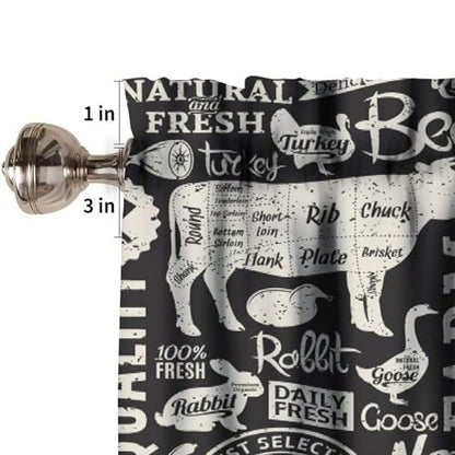 Country Farm Animal Valance Curtains for Kitchen, Retro Farmhouse Cow Chicken Pig Black Print Window Treatment Valances for Living Room Dinning Room, 54x18 Inch - color: Farm-1
