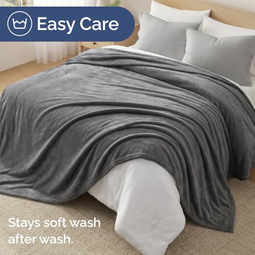 Ultra Soft Fleece Throw Blanket - College Dorm Room Essentials - Dark Grey - color: 14 - Dark Grey, size: Throw (50" x 60")