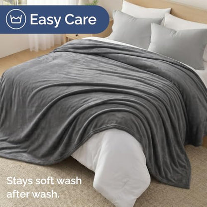 Ultra Soft Fleece Throw Blanket - College Dorm Room Essentials - Dark Grey - color: 14 - Dark Grey, size: Throw (50" x 60")