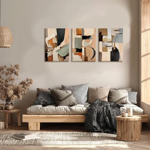 LYYGLYY 3Pcs Framed Abstract Neutral Pastels Canvas Wall Art 16x24 Inches - color: Pastel Color Blocks, size: 16x24 Inches