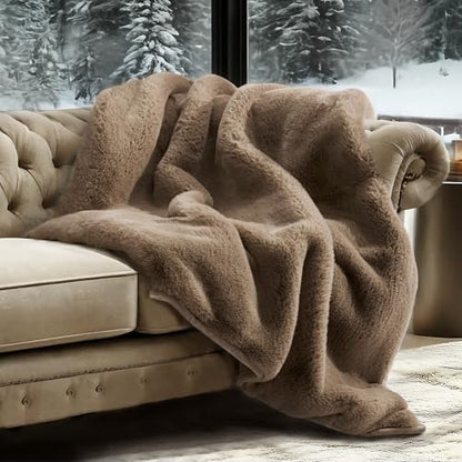 EverGrace Faux Chinchilla Fur Throw Blanket, 50"x60", Tawny Mink - color: Tawny Mink, size: 50"x60"