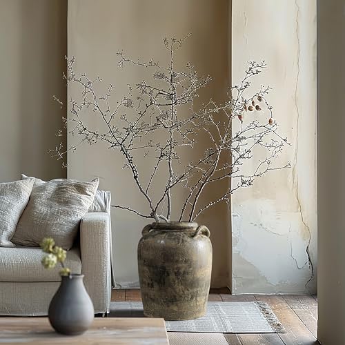 LuxenHome 15'' Rustic Ceramic Flower Vase, Brown - color: Brown 15''