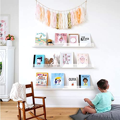 2 Pack 36 Inch Clear Acrylic Kids Wall Bookshelves,Display Rack - color: 36in-clear