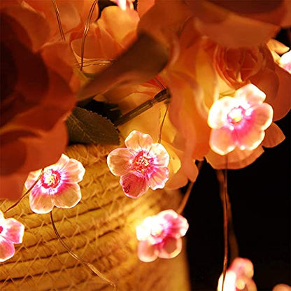 Mudder 1 Pack 13 FT 40 LEDs Cherry Blossom Flower String Lights