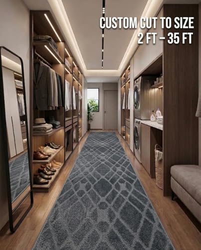 Hallway Runner Rug, 2'7" x 2' Washable Non-Slip Carpet Runner, Custom Size - color: Soft Grey, size: 2'7" x 2' (Runner)