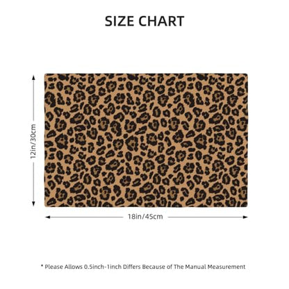 Black Brown Leopard Placemats Set of 4 Linen Washable 12x18 inch - color: Leopard