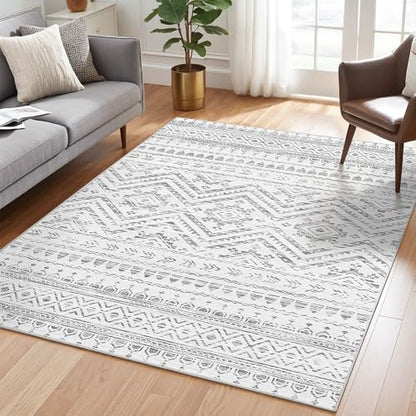Miukiki 4x6 Washable Area Rug Non Slip Rug for Living Room Grey - color: Grey, size: 4' x 6' (Rectangular)