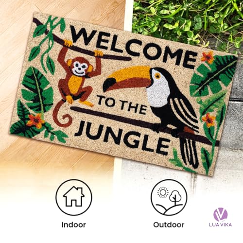 Coir Door Mats Outdoor, Welcome to the Jungle, 16 x 27,5 in - color: Welcome to the Jungle