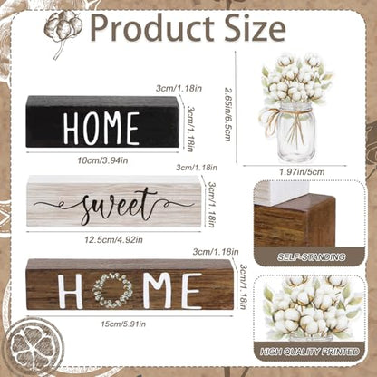 Cinnvoice 4 Pcs Farmhouse Wooden Tabletop Decor Cotton Summer Tiered Tray - style: Cotton