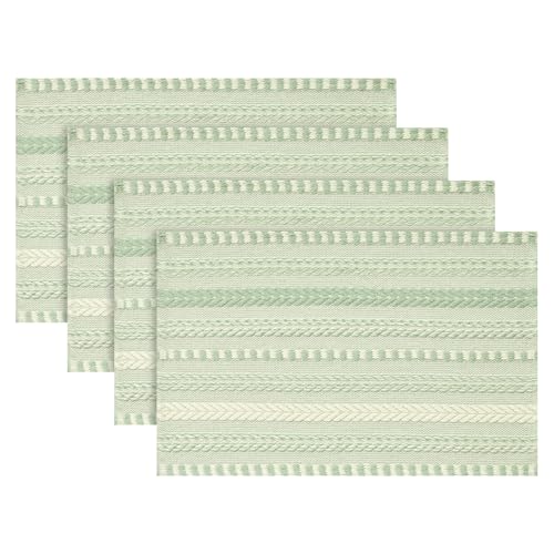 Artoid Mode Sage Green Woven Braided Stripe Placemats Set of 4-12x18 Inch - color: Sage Green, size: 12" x 18", 4 Pcs