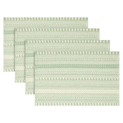 Artoid Mode Sage Green Woven Braided Stripe Placemats Set of 4-12x18 Inch - color: Sage Green, size: 12" x 18", 4 Pcs
