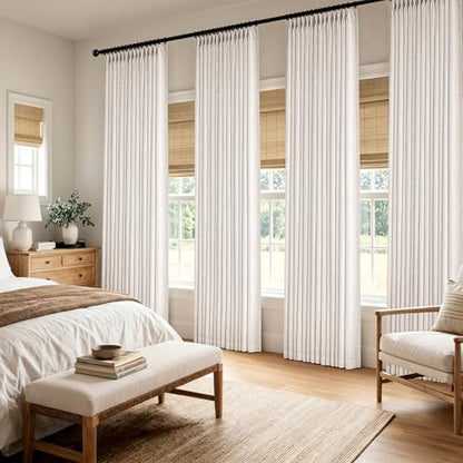 MIULEE 4 Panels Set Pinch Pleated Linen Curtains 96 Inch Long Natural - color: Natural, size: 40"W x 96"L (Pack of 4)