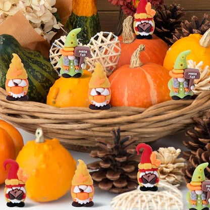 30 Pcs Fall Mini Gnomes Figurines, Thanksgiving Miniature Gnome Ornaments - color: Thanksgiving, size: 30 Pcs