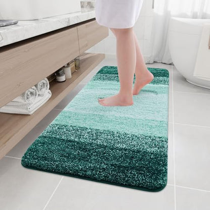 Arotive Microfiber Bathroom Rugs, Shaggy Soft Absorbent Bath Rug, 47x24 - color: Dark Green, size: 47" X 24"
