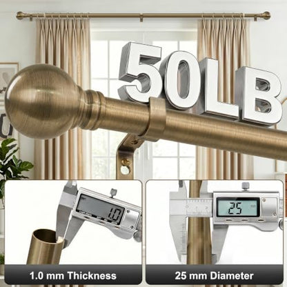 Antique Bronze Curtain Rods 16-120 Inch Heavy Duty 1 Inch Diameter - color: Bronze, size: 16"-120"|1 Pack
