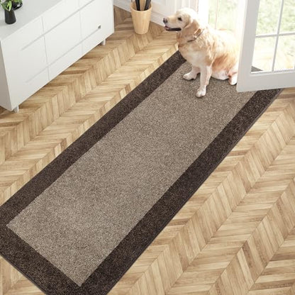 PURRUGS Hallway Runner Rug, 24" x 70", Grayish Brown & Coffee - color: Grayish Brown & Coffee, size: 24" X 70"