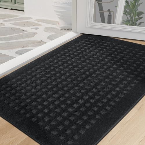 BEQHAUSE Dirt Trapper Door Mats 32"x48", Non Slip Washable, Black - color: Black, size: 32" X 48" (Rectangular)