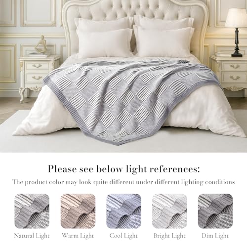 Amélie Home Checkered Chenille Knit Throw Blanket for Couch, Gray 50"x60" - color: Checkered Gray, size: 50" X 60"