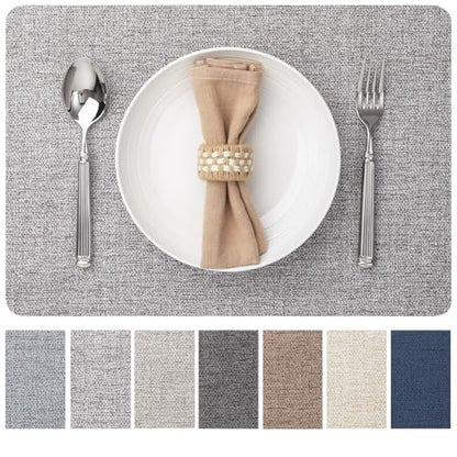Baroyal Faux Leather Placemats Set of 4 Vinyl Washable Wipeable Table Mats for Kitchen Dining Table Heat Resistant Waterproof Modern Indoor/Outdoor Placemats Non-Slip Easy Clean Place Mats (Mid Gray) - color: C-mid Gray