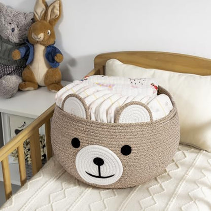 CherryNow Large Baby Basket for Gifts Empty, Cute Bear Design, Light Brown - color: Light Brown, size: 15.7"D x 10.5"H