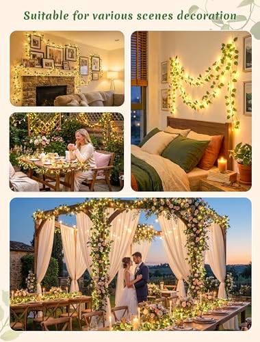 Vine with Fairy Lights,23FT Faux Pothos Garland with Remote - color: Pothos, size: 73 LED-Plug