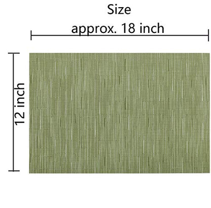 SHACOS Placemats Set of 4 Woven Vinyl Place Mats for Dining Table Wipe Clean Non Slip Table Mats (4, Olive Green) - color: Olive Green, size: Set of 4