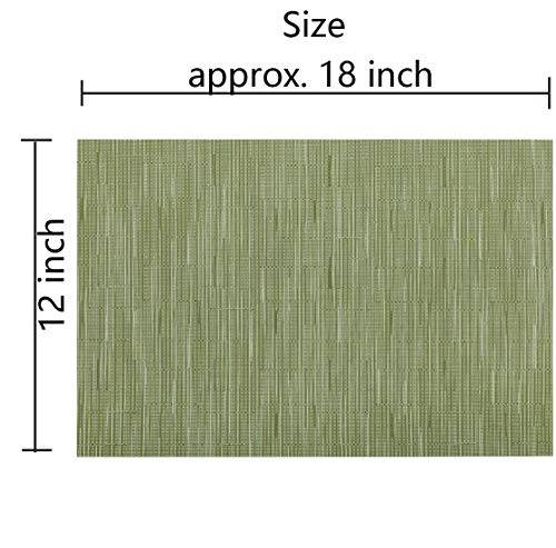 SHACOS Placemats Set of 6 Woven Vinyl Place Mats for Dining Table Wipe Clean Non Slip Christmas Table Mats (6, Olive Green) - color: Olive Green, size: Set of 6