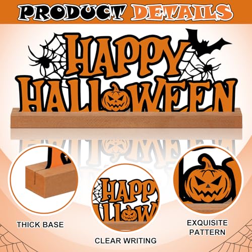 Yaocom Happy Halloween Metal Table Sign 13.78 Inch with Wooden Base Decor - style: Halloween