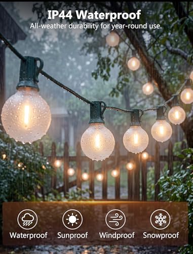 25FT LED G40 Frosted White Outdoor String Lights 27 Shatterproof Globe Bulb - color: Frosted Green, size: 25Ft
