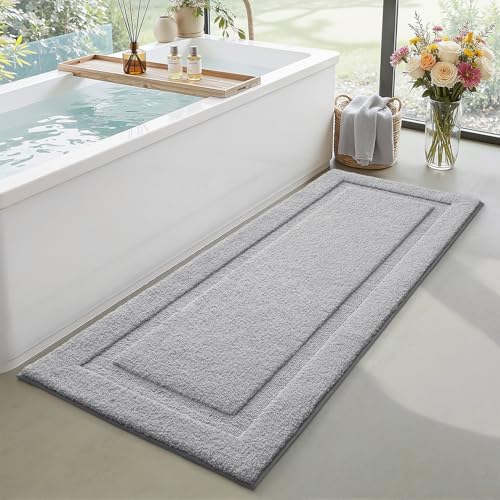 LUMI Ultra Soft Bathroom Runner Rugs, Non Slip Bath Mat 24x60, Grey - color: Grey, size: 24" X 60"