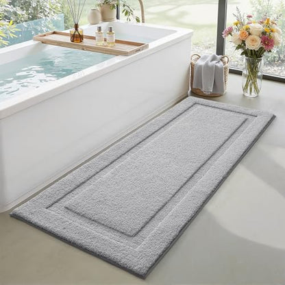 LUMI Ultra Soft Bathroom Runner Rugs, Non Slip Bath Mat 24x60, Grey - color: Grey, size: 24" X 60"
