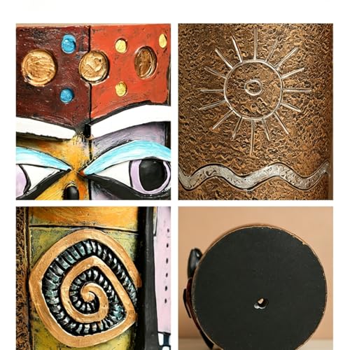 Picasso Abstract Face Planters Flower Pots, Handmade Resin Pots for Plants - color: Brown