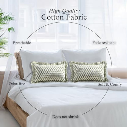 CPC Emerald Green Block Print Ruffle Sham Pillow Cover 12x20 Inch Pack of 1 - color: Emerald Green, size: 20" x 12" (Pack of 1)