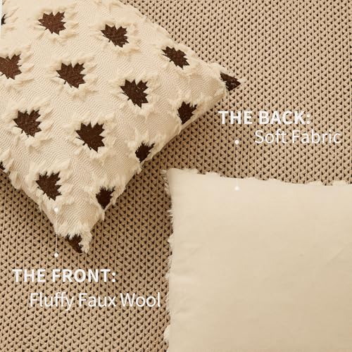 DFXSZ Fall Pillow Covers 18x18 Set of 2 Brown MapleLeafs Embroidery Biege - color: Beige Rust, size: 18" x 18" (Pack of 2)