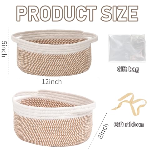 JMvicyroam Small Woven Basket, Empty Gift Basket, White&Brown Block/1 Pack - color: White&Brown Block, size: 1 Pack
