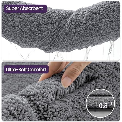 DEXI Bath Mat 43x24, Soft Absorbent Bathroom Rugs Non Slip, Grey - color: Grey, size: 43" X 24" (Rectangular)