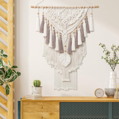 Dremisland Macrame Wall Hanging Large Boho Woven Wall Tapestry Handmade - color: Beige-Large