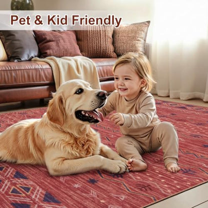 SERISSA 2x12 Washable Non-Slip Boho Runner Rug for Hallway - color: Red Ochre/Multi, size: 2' x 12' (Runner)