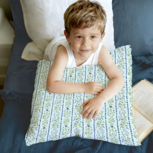 Grandmillennial Green and Blue Floral Pillow Covers 18x18 - color: Blue and Green, size: 18" x 18" (Pack of 1)