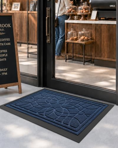 DEXI Front Door Mat Outside Entrance 17x30, Heavy Duty Non Slip, Blue - color: Blue, size: 17" X 30" (Rectangular)
