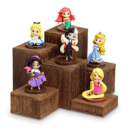 MOOCA 6-Piece Wooden Square Display Risers for Jewelry & Accessories - color: Brown