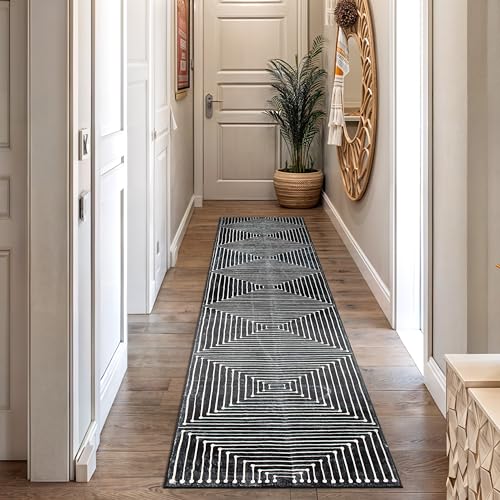 Rugshop Bohemian Stripes Non-Slip Washable Runner Rug Black 2' x 10' - color: Black, size: 2' x 10' (Rectangular)
