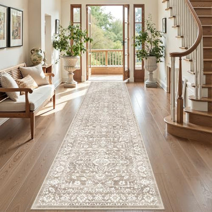Soalmost Runner Rug Non-Slip for Hallway 2.5x10, Washable Soft Kitchen Rug - color: Light Brown, size: 2'6" x 10' (Runner)