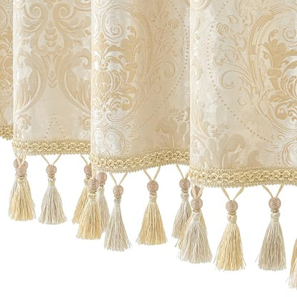 Loom and Mill Elegant Damask Valances for Windows, Champagne Gold, 54"x18" - color: Champagne Gold