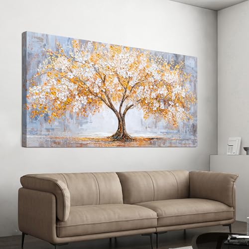 Canvas Wall Art Decor For Living Room 20"X 40" Golden Tree of Life Wall Art - color: XY-01N, size: 40"L x 20"W